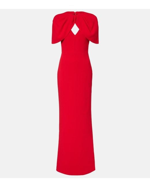 Rebecca Vallance Red Cameron Caped Crepe Gown
