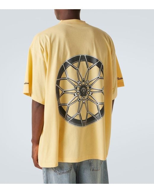 Balenciaga Yellow X Automobili Lamborghini Cotton Jersey T-Shirt for men