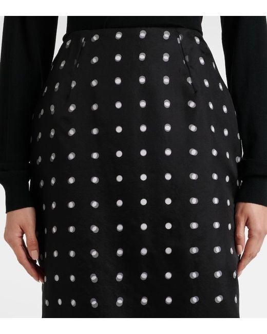 Emilia Wickstead Black Bethan Polka-Dot Silk Taffeta Pencil Skirt
