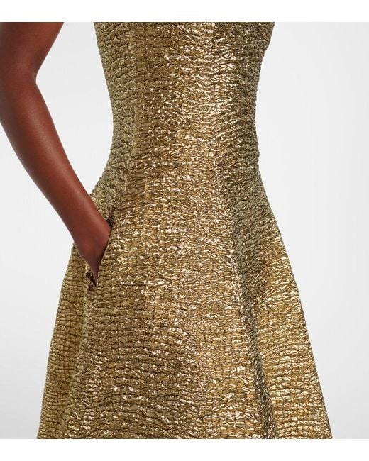 Emilia Wickstead Natural Mara Metallic-Effect Seersucker Midi Dress