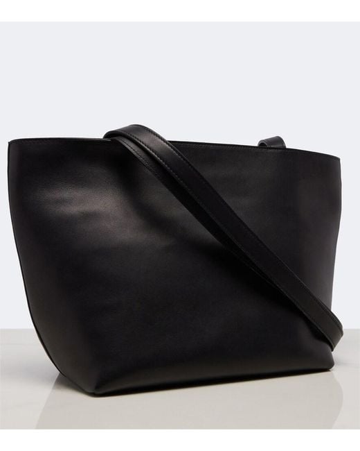 The Row Black Parker Medium Leather Tote Bag