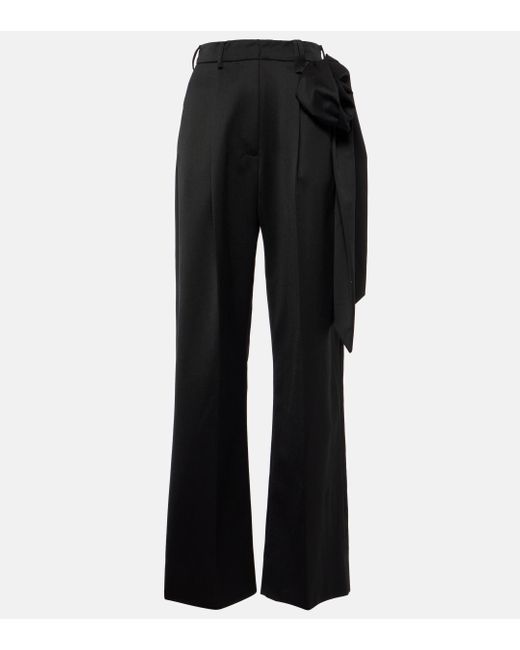 Simone Rocha Black Floral-applique Straight Pants
