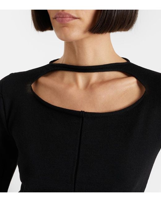 Rick Owens Black Cutout Virgin Wool Top
