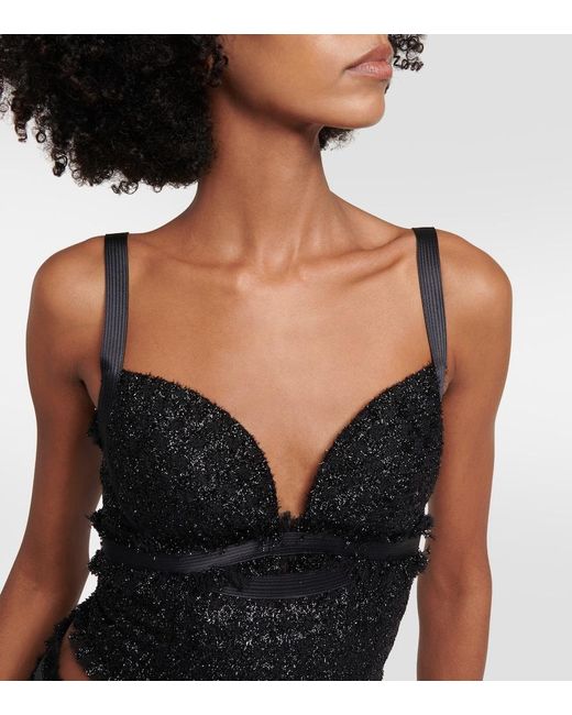 Versace Black Vichy Tweed Top