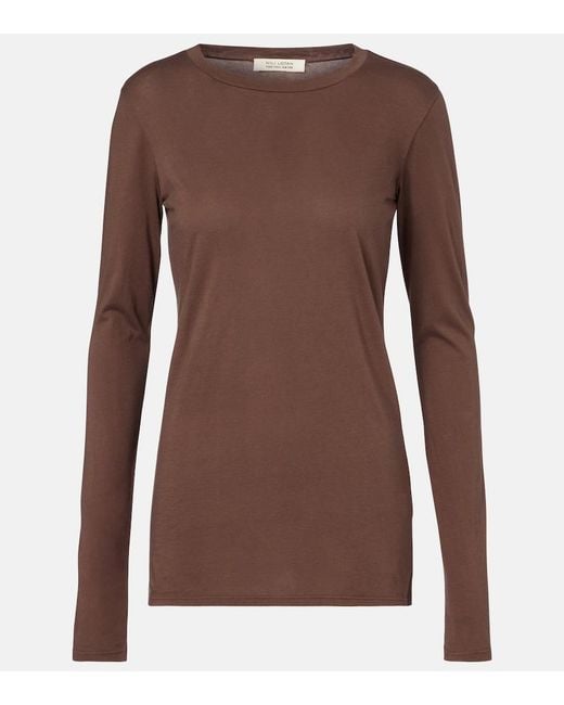 Nili Lotan Brown Susana Cotton Jersey T-Shirt