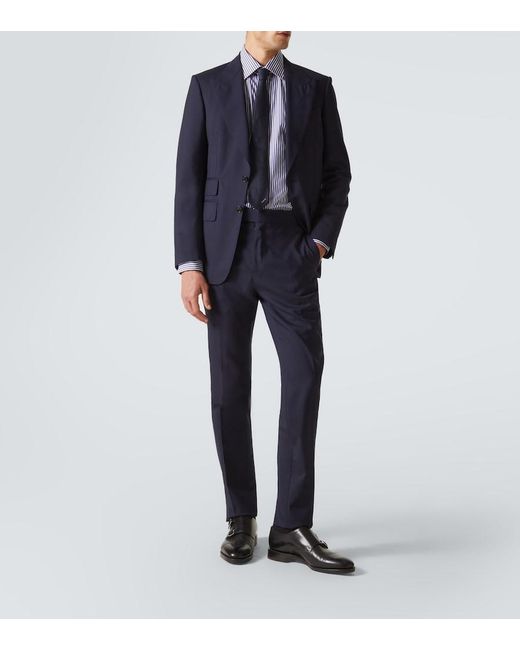 Zegna Blue Striped Cotton Shirt for men