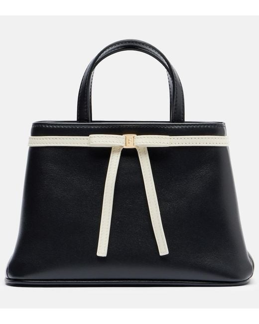 Ferragamo Black Bow Mini Leather Top-Handle Bag