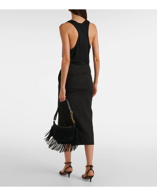 Isabel Marant Black Dixina Linen-Blend Midi Skirt