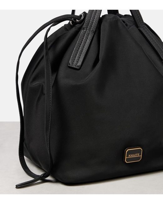Khaite Black Rory Medium Leather-Trimmed Bucket Bag