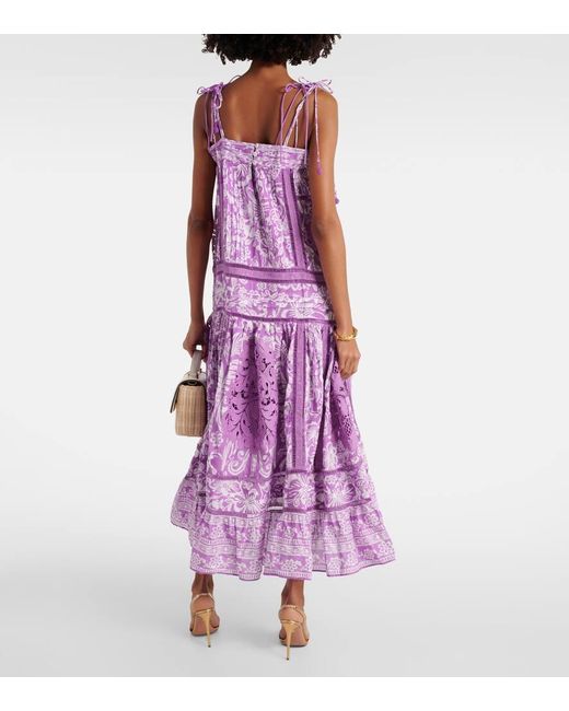 Vestido largo de algodon estampado Farm Rio de color Purple