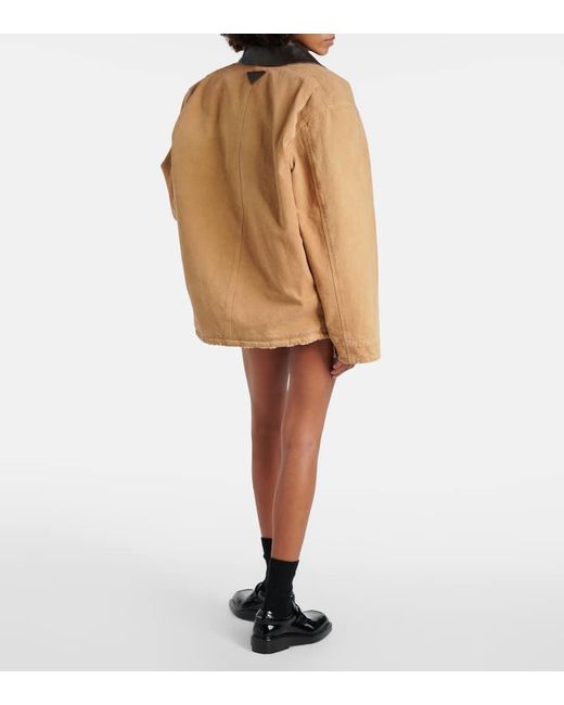 Prada Brown Oversize-Jacke aus Baumwoll-Canvas