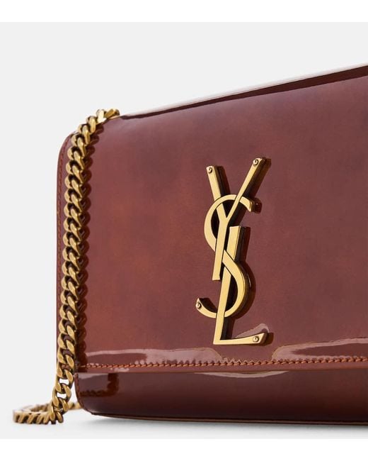 Saint Laurent Red Kate Small Patent Leather Wallet On Chain