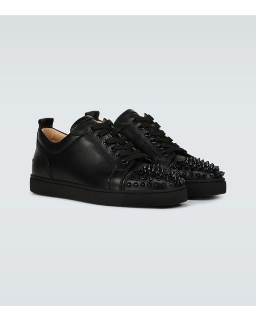 Christian Louboutin Black Louis Junior Spikes Leather Sneaker for men