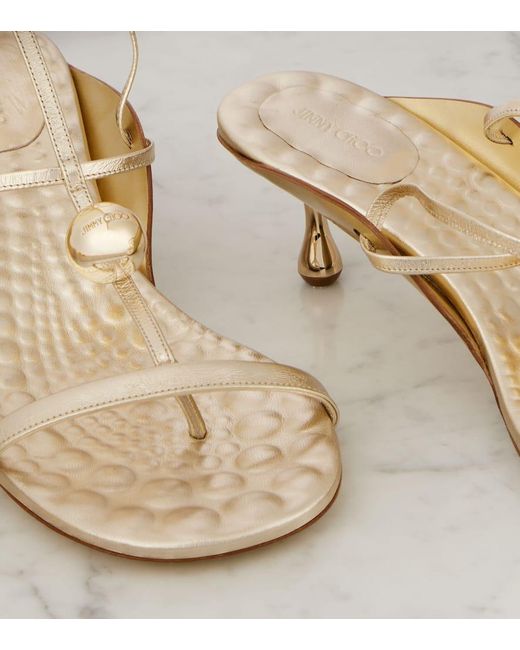 Jimmy Choo Zyra 50 Metallic Leather Sandals