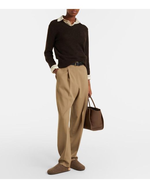 The Row Brown Marlo 12 Leather Tote Bag