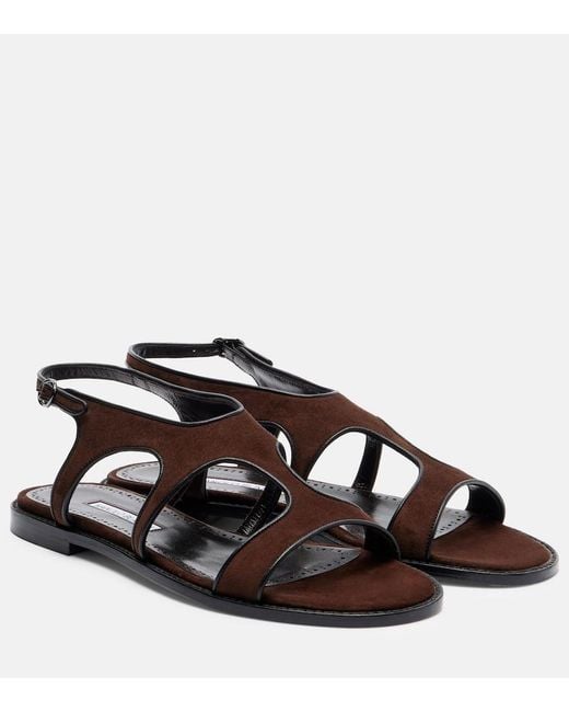 Manolo Blahnik Brown Rufina Suede Sandals