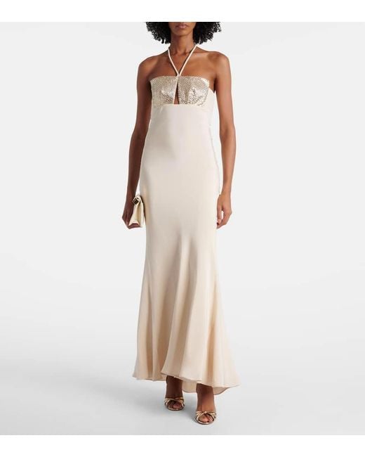 Roland Mouret White Verzierte Robe Aus Seide