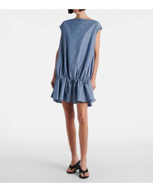 Vestido Corto De Chambray Alaïa de color Blue