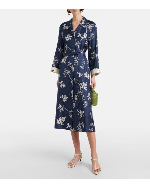 Max Mara Blue Timeo Printed Twill Wrap Dress