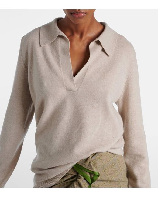 Lisa Yang Natural Josefine Cashmere Polo Sweater
