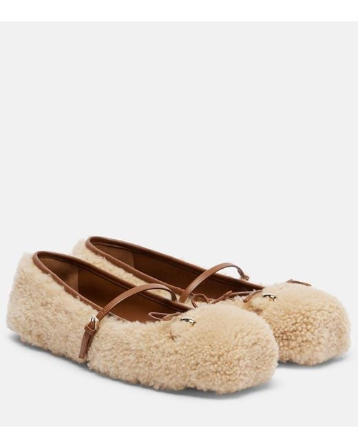 Ballerines Horsebit En Shearling Gucci en coloris Brown