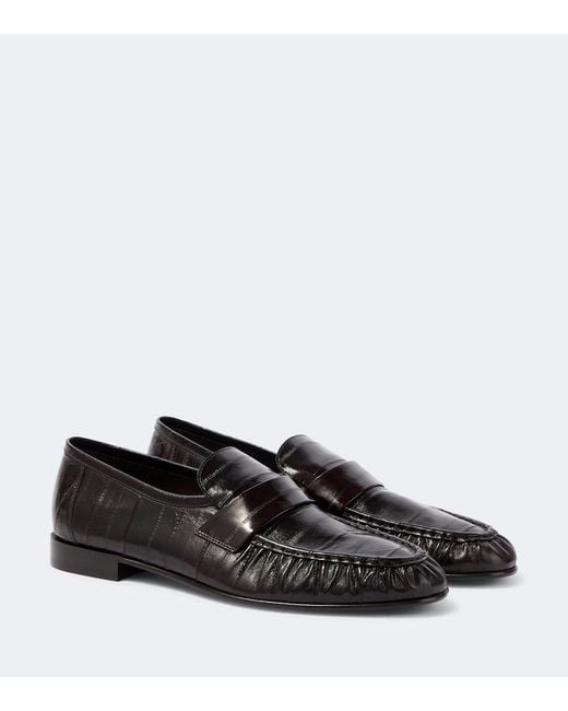 The Row Black Soft Eel Leather Loafers for men