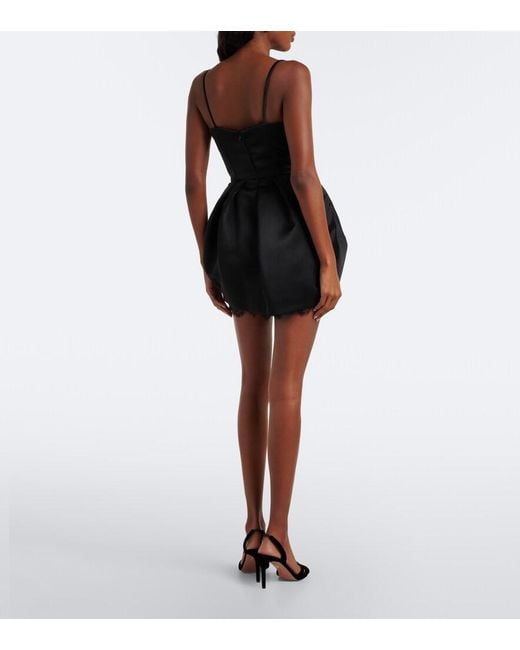 Blumarine Black Lace-Trimmed Duchesse Minidress