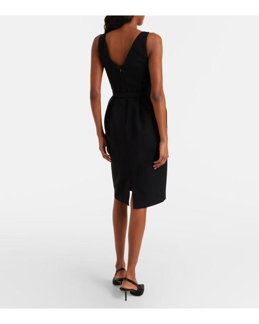 Max Mara Black Belted Cady Midi Dress