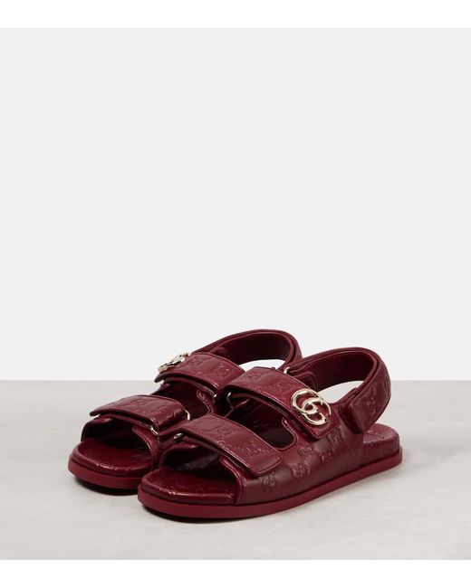 Gucci Red Sandalen New Marmont Gg Aus Leder