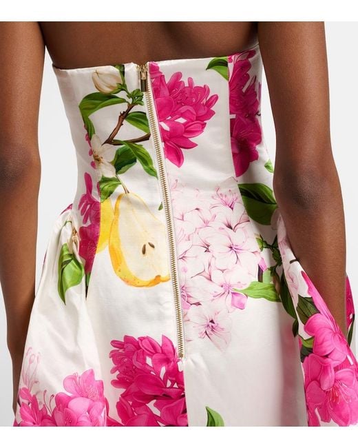 LEO LIN Pink Reese Floral Linen And Silk Minidress