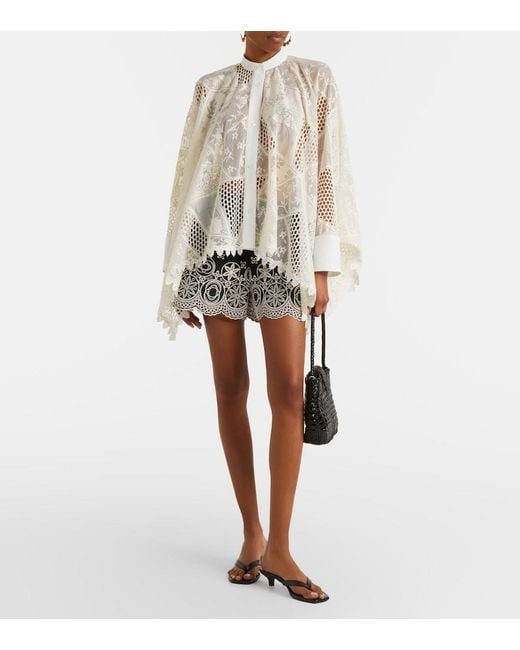 LaDoubleJ White Foulard Cotton-Blend Lace Shirt