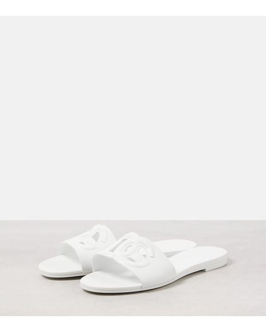 Dolce & Gabbana White Dg Cutout Rubber Slides