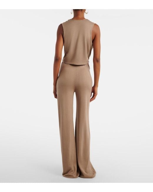 AYA MUSE Natural Esme Silk-Blend Straight Pants