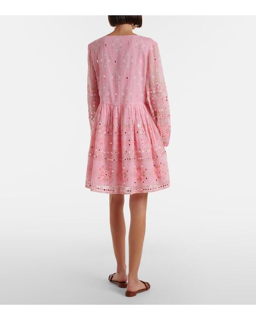 Juliet Dunn Pink Embellished Cotton Minidress