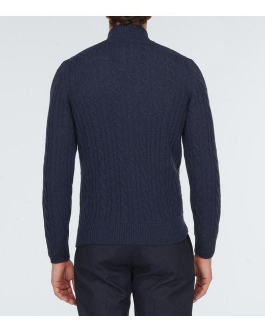 Loro Piana Blue Cable-Knit Cashmere Cardigan for men