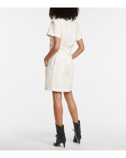 Isabel Marant White Effie Linen And Cotton Suspender Shorts