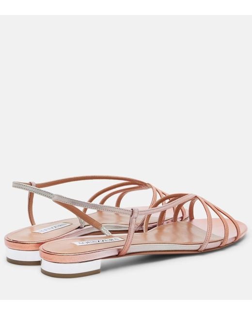 Aquazzura Pink Talk To Me Metallic Leather Sandals