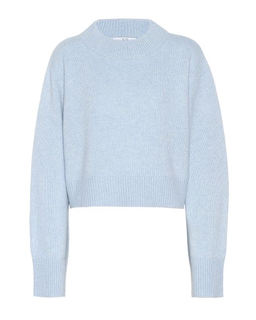 Co. Blue Cropped Cashmere Sweater