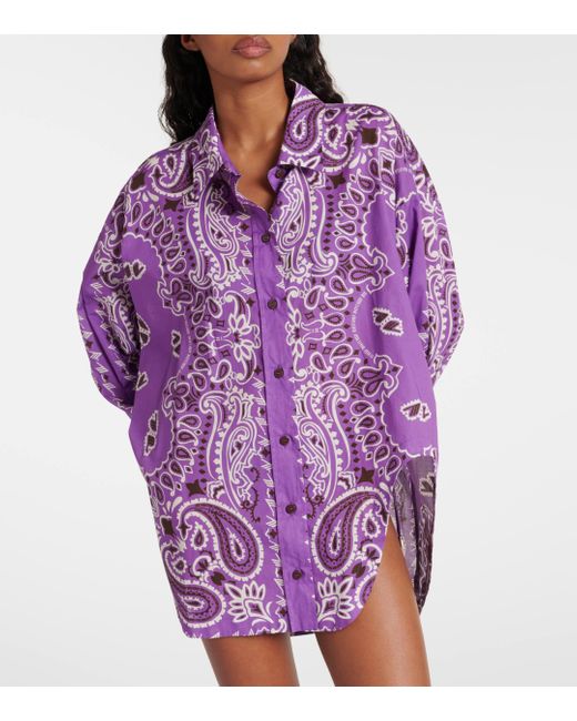 The Attico Purple Paisley Oversized Cotton Shirt