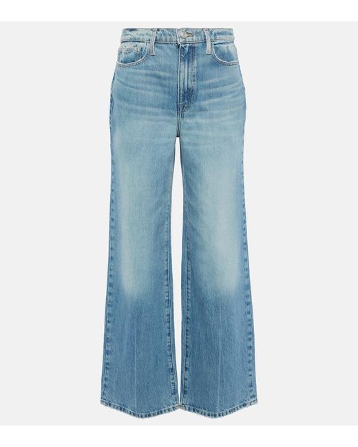 FRAME Blue Le Jane High-Rise Wide-Leg Jeans