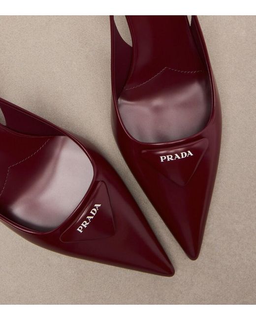 Prada Red Leather Slingback Pumps
