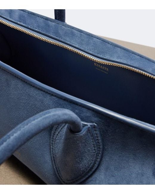 Khaite Blue Donna Medium Suede Shoulder Bag