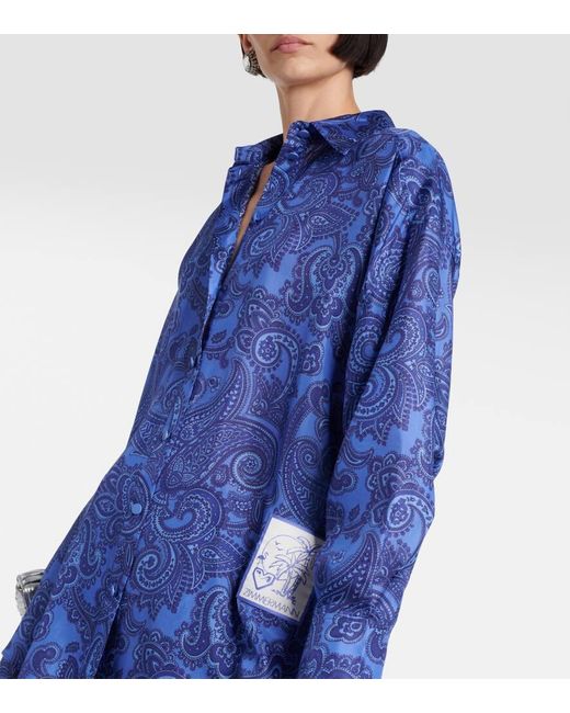 Camisa Ottie de seda habotai con paisley Zimmermann de color Blue