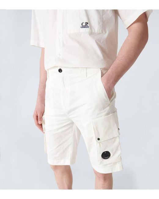 Shorts cargo de mezcla de algodon C P Company de hombre de color White