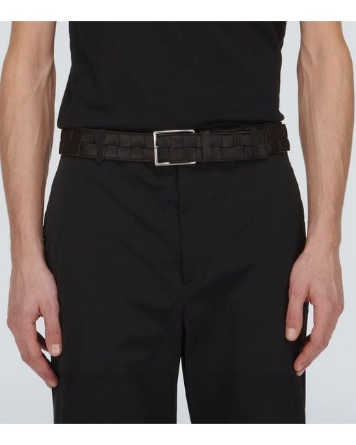 Bottega Veneta Black Maxi Intreccio Leather Belt for men