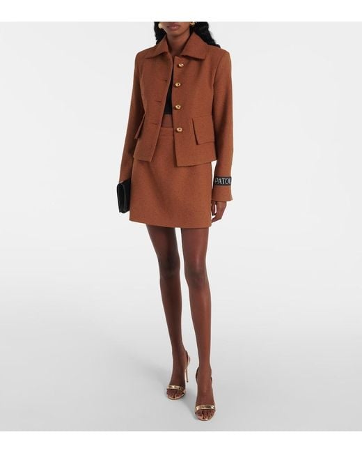 Patou Brown Iconic Wool And Cotton-Blend Miniskirt