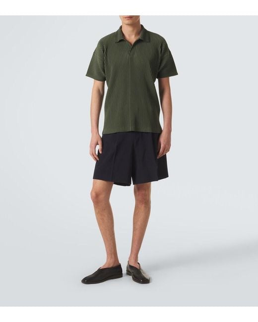 Homme Plissé Issey Miyake Green Color Pleats 2 Polo Shirt for men