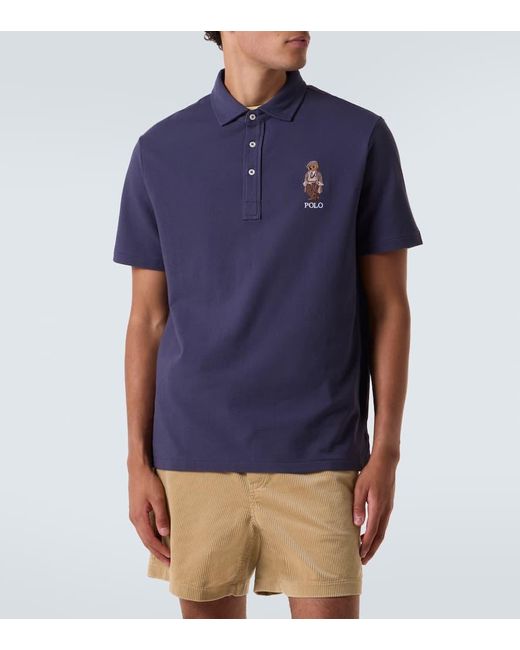 Polo Ralph Lauren Blue Polo Bear Cotton Pique Polo Shirt for men