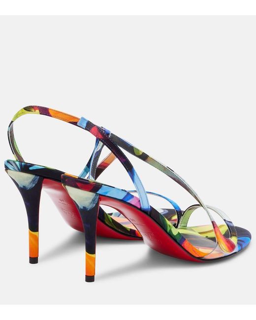 Christian Louboutin Blue Rosa Z 80 Printed Satin Sandals