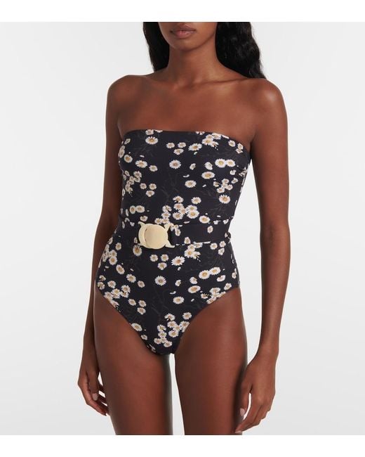 Eres Blue Courtois Floral Bandeau Swimsuit